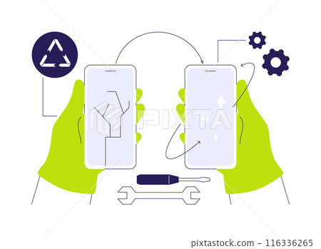 Refurbish electronics abstract concept vector illustration. 116336265