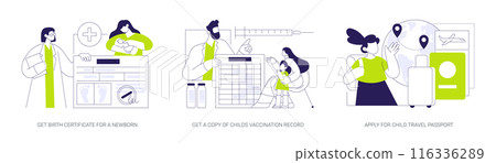 Official documents for children abstract concept vector illustrations. 116336289