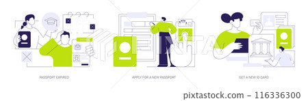 Passport application abstract concept vector illustrations. 116336300