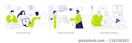 Social security services abstract concept vector illustrations. 116336303