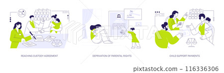 Child custody abstract concept vector illustrations. Child custody abstract concept vector illustrations. 116336306