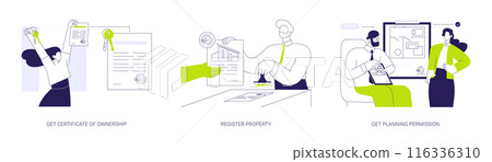 Real estate documents abstract concept vector illustrations. Real estate documents abstract concept vector illustrations. 116336310