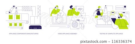 Home appliance manufacturing abstract concept vector illustrations. 116336374