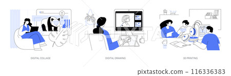 Digital art isolated cartoon vector illustrations se 116336383