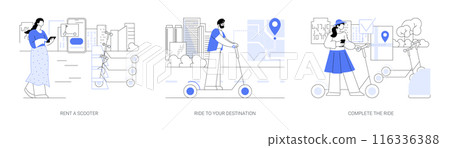 Electric scooter rental isolated cartoon vector illustrations se 116336388
