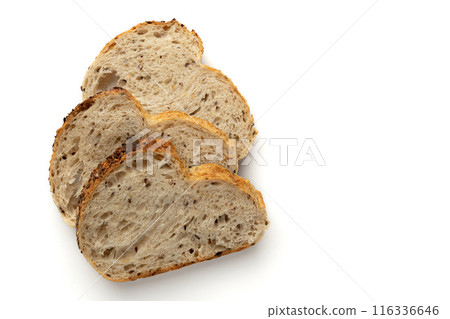 slices of bread isolated on white background, top view 116336646
