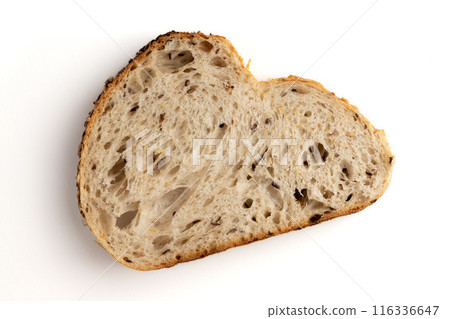 slice of bread isolated on white background, top view 116336647