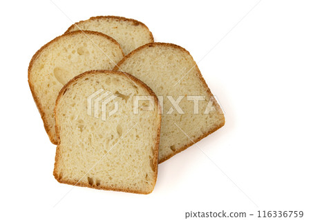 slices of bread isolated on white background, top view 116336759