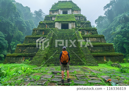 Tourists explore ancient ruins. 116336819