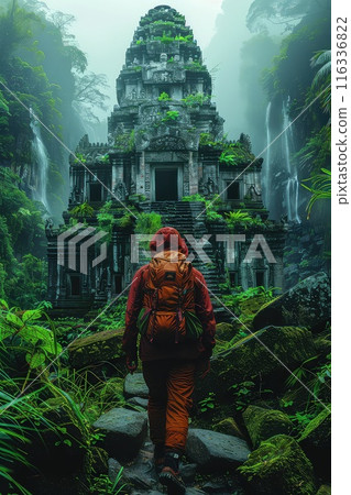 Tourists explore ancient ruins. 116336822