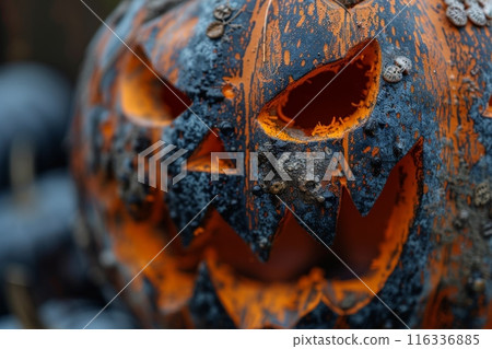 Creepy Jack-o'-Lantern with Moldy Texture Creepy Jack-o'-Lantern with Moldy Texture 116336885