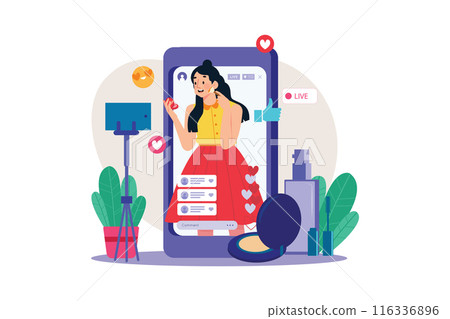 Couple watching live television Illustration concept 116336896