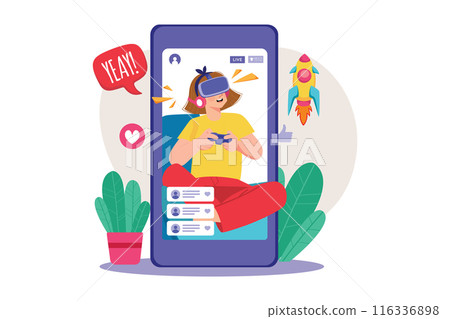 Couple watching live television Illustration concept Couple watching live television Illustration concept 116336898