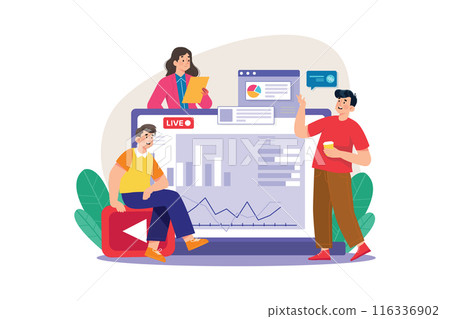 Couple watching live television Illustration concept 116336902