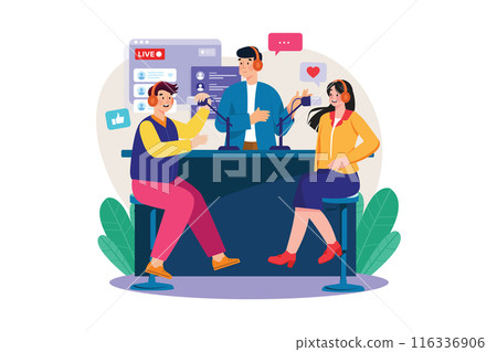 Couple watching live television Illustration concept 116336906
