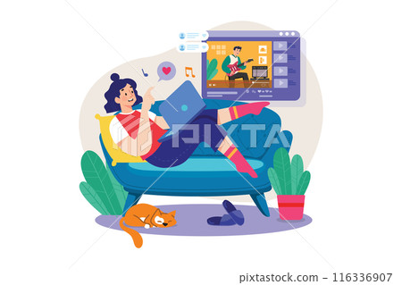 Couple watching live television Illustration concept 116336907