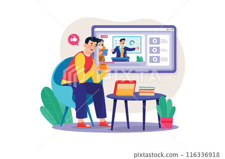 Couple watching live television Illustration concept 116336918