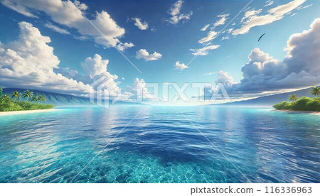 平靜的熱帶海洋和藍天 116336963