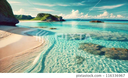 平靜的熱帶海洋和藍天 平靜的熱帶海洋和藍天 116336967