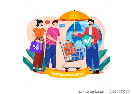 World Consumer Right Day Illustration concept. A flat illustration isolated on white background 116337023