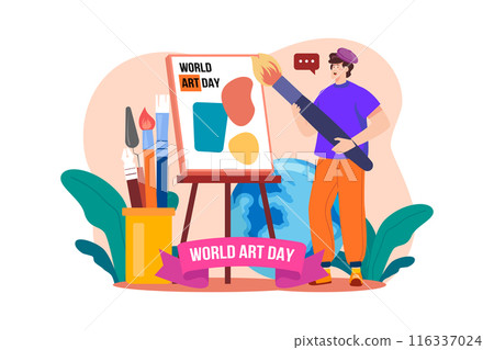 World Art Day Illustration concept. A flat illustration isolated on white background 116337024