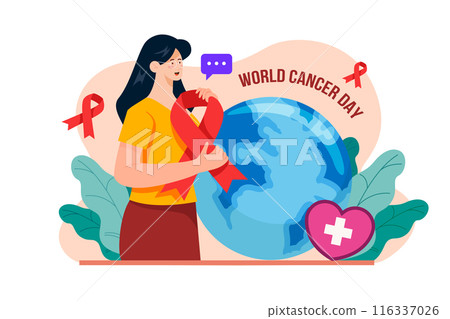 World Cancer Day Illustration concept. A flat illustration isolated on white background 116337026