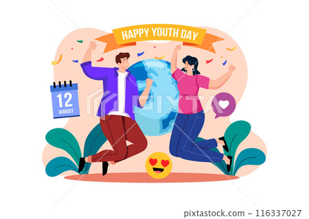 Happy Youth Day Illustration concept. A flat illustration isolated on white background 116337027