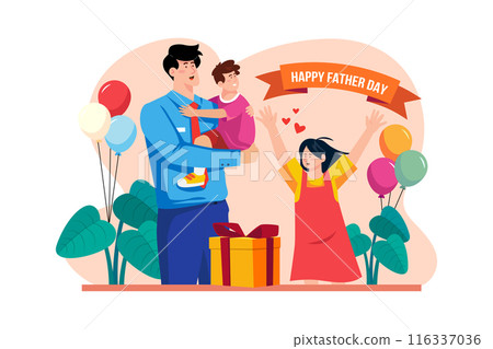 Happy Father Day Illustration concept. A flat illustration isolated on white background 116337036