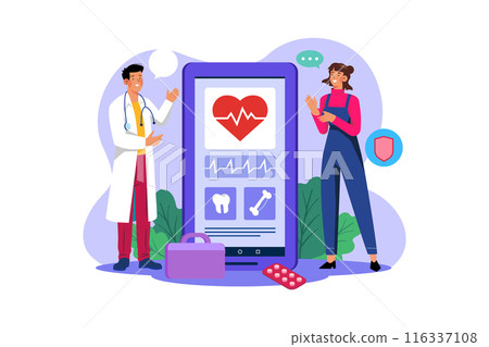 Medical App Illustration concept on white background Medical App Illustration concept on white background 116337108