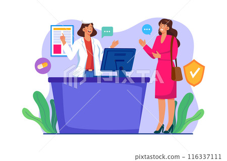 Clinic Reception Illustration concept on white background Clinic Reception Illustration concept on white background 116337111