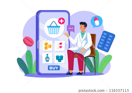 Pharmacy App Illustration concept on white background Pharmacy App Illustration concept on white background 116337113