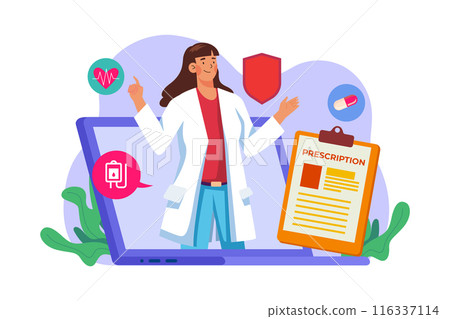 Online Prescription Illustration concept on white background 116337114