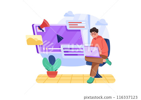 Video Marketing Illustration concept on white background Video Marketing Illustration concept on white background 116337123