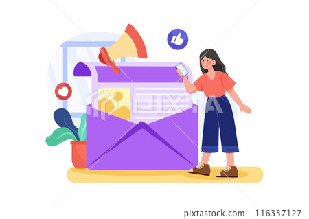 Email Marketing Illustration concept on white background Email Marketing Illustration concept on white background 116337127
