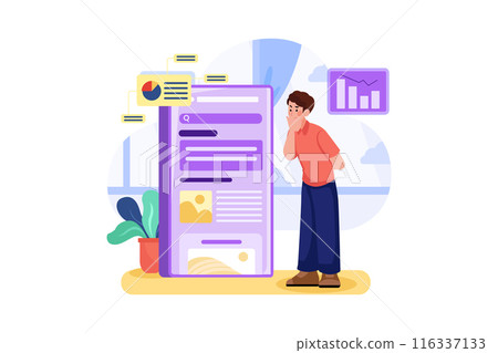 Mobile SEO Illustration concept on white background Mobile SEO Illustration concept on white background 116337133