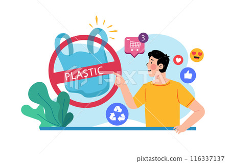 No Plastic Bag Illustration concept. A flat illustration isolated on white background 116337137