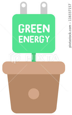 Kid hand drawn cute ecology world earth day element green energy plug 116337157