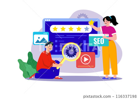 SEO Ranking Illustration concept on white background SEO Ranking Illustration concept on white background 116337198