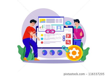 Link Building Illustration concept on white background 116337205