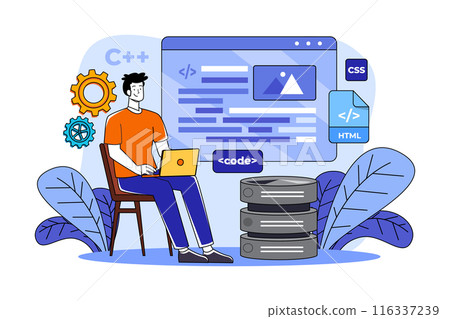 Web coding Illustration concept on white background Web coding Illustration concept on white background 116337239