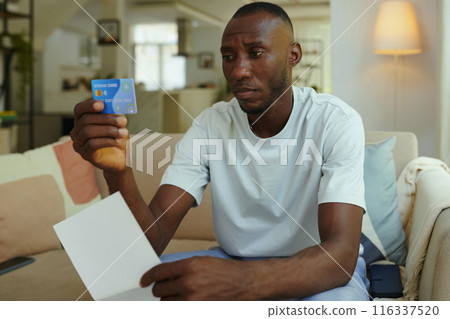 Man Getting Bank Letter With Card Man Getting Bank Letter With Card 116337520