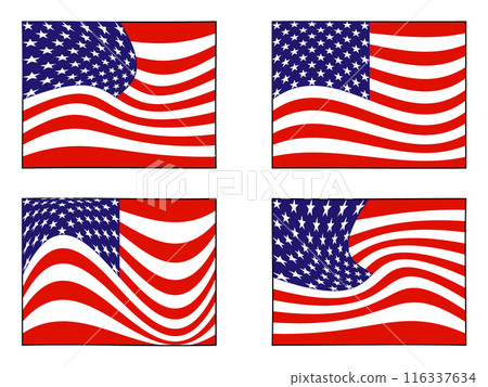 Set of USA flags. Design element. Set of USA flags. Design element. 116337634