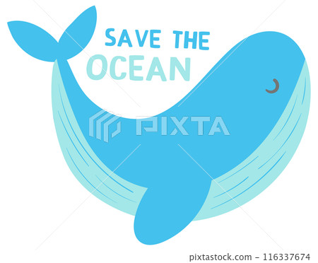 Kid hand drawn cute ecology world earth day element whale save the ocean Kid hand drawn cute ecology world earth day element whale save the ocean 116337674