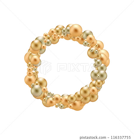 Pearl pearls arranged in a circle. Gold balls. eps 10 Pearl pearls arranged in a circle. Gold balls. eps 10 116337755