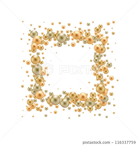 Square frame made of golden pearls. Festive background. eps 10 Square frame made of golden pearls. Festive background. eps 10 116337759