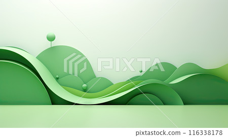 Green paper cut landscape with hills and mountain curves. 116338178