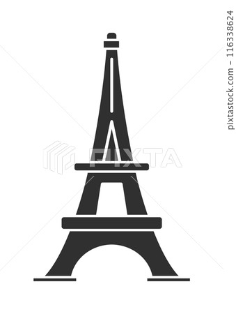 Simple and stylish Eiffel Tower silhouette icon - Image of Paris, France Simple and stylish Eiffel Tower silhouette icon - Image of Paris, France 116338624