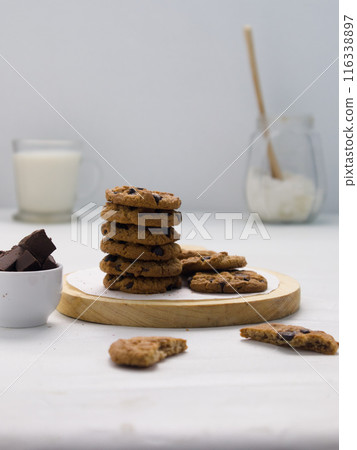 Closeup of a group of assorted cookies. Chocolate chip Closeup of a group of assorted cookies. Chocolate chip 116338897