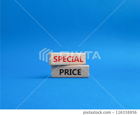 Special Price symbol. Concept word Special Price on wooden blocks. Beautiful blue background. Business and Special Price concept. Copy space Special Price symbol. Concept word Special Price on wooden blocks. Beautiful blue background. Business and Special Price concept. Copy space 116338956