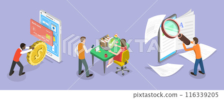 3D Isometric Flat Vector Illustration of Service Subscription, Membership Fee 116339205